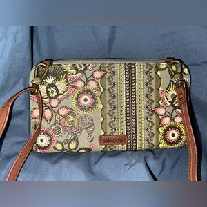 Sakroot large wallet crossbody/ wristlet with Snap closure that holds your phone